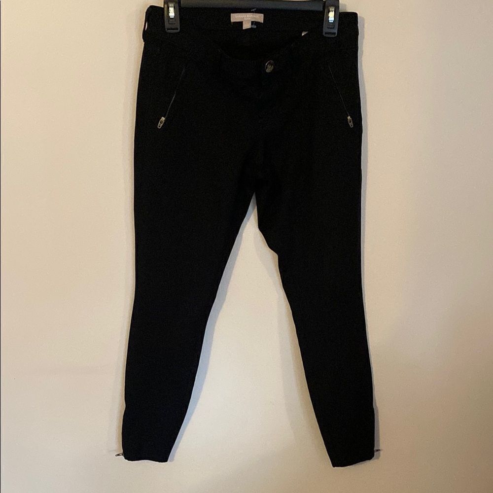 Banana Republic Sloan Skinny Black Pants Size 2 Zip Pockets Ankle Zips